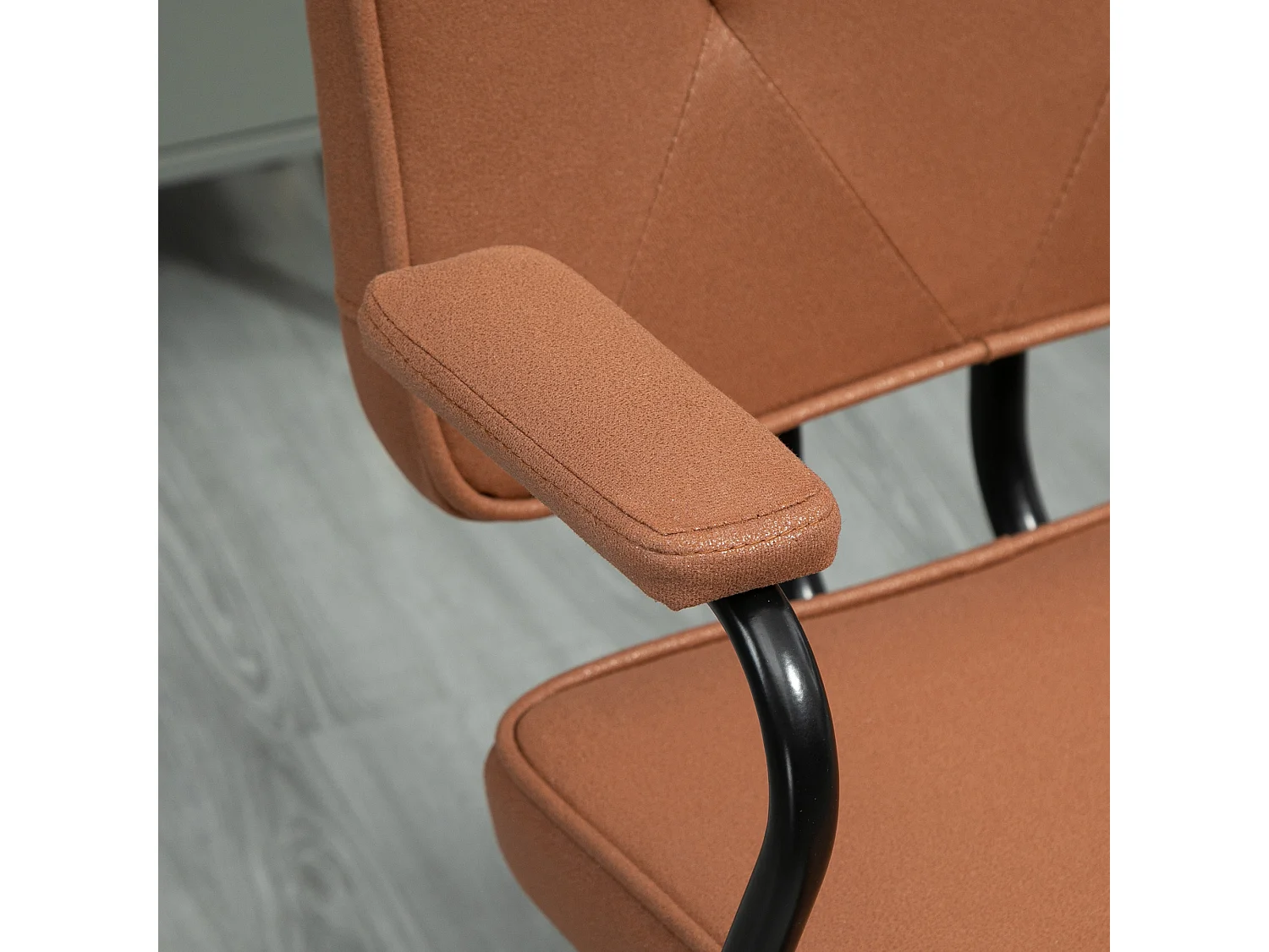 Retro bureaustoel, in hoogte verstelbaar, met schommelstoel, schuim, bruin (61x58x82-91 cm)