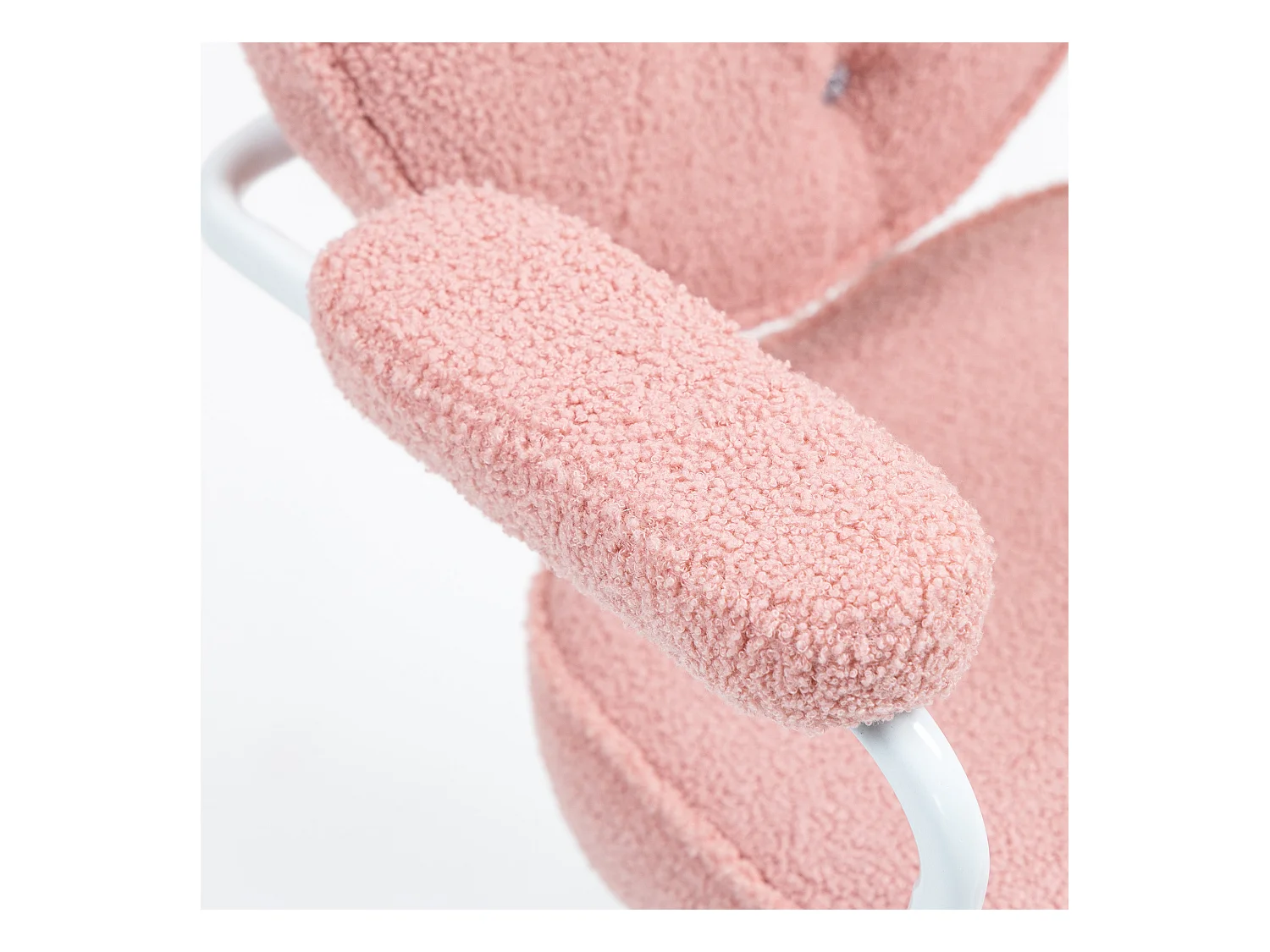 Fauteuil de bureau ergonomique avec fonction bascule, tissu teddy, rose (63x61.5x93-101cm)