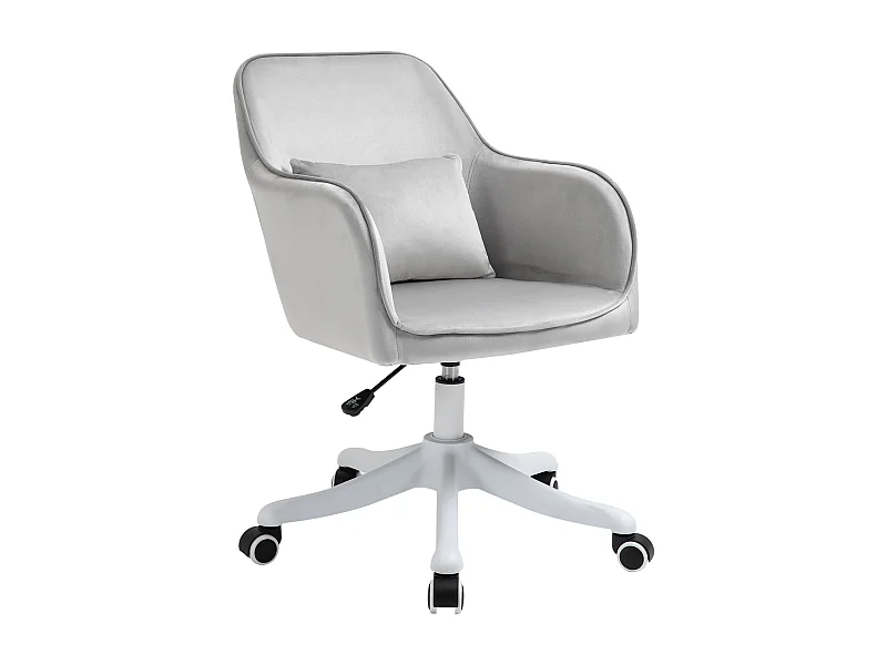 Fauteuil de bureau pivotant avec fonction massage, velours, gris (57x70x78-86cm)