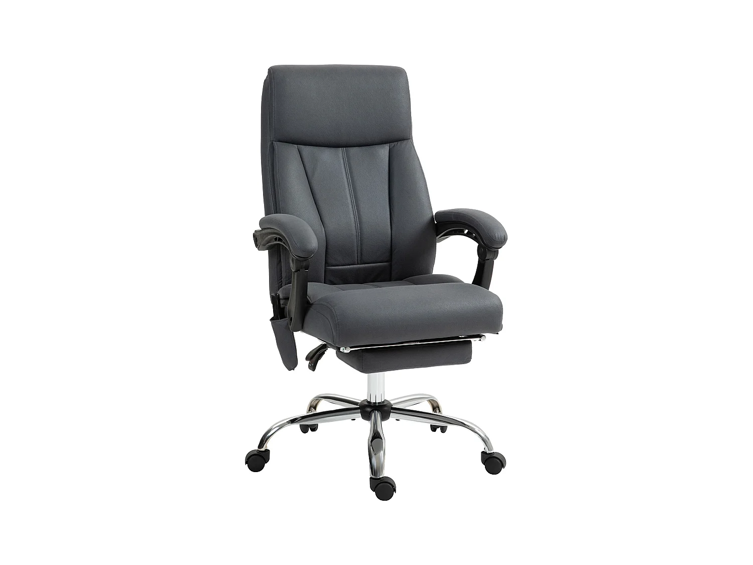 Chaise de bureau ergonomique avec fonction massage, en tissu polyester, gris foncé, réglable en hauteur (65x74x119 cm)