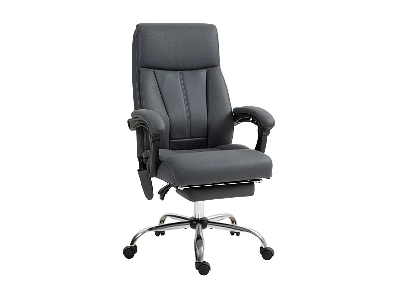 Sedia da ufficio ergonomica con funzione massaggio, tessuto in poliestere, grigio scuro, altezza regolabile (65x74x119 cm)