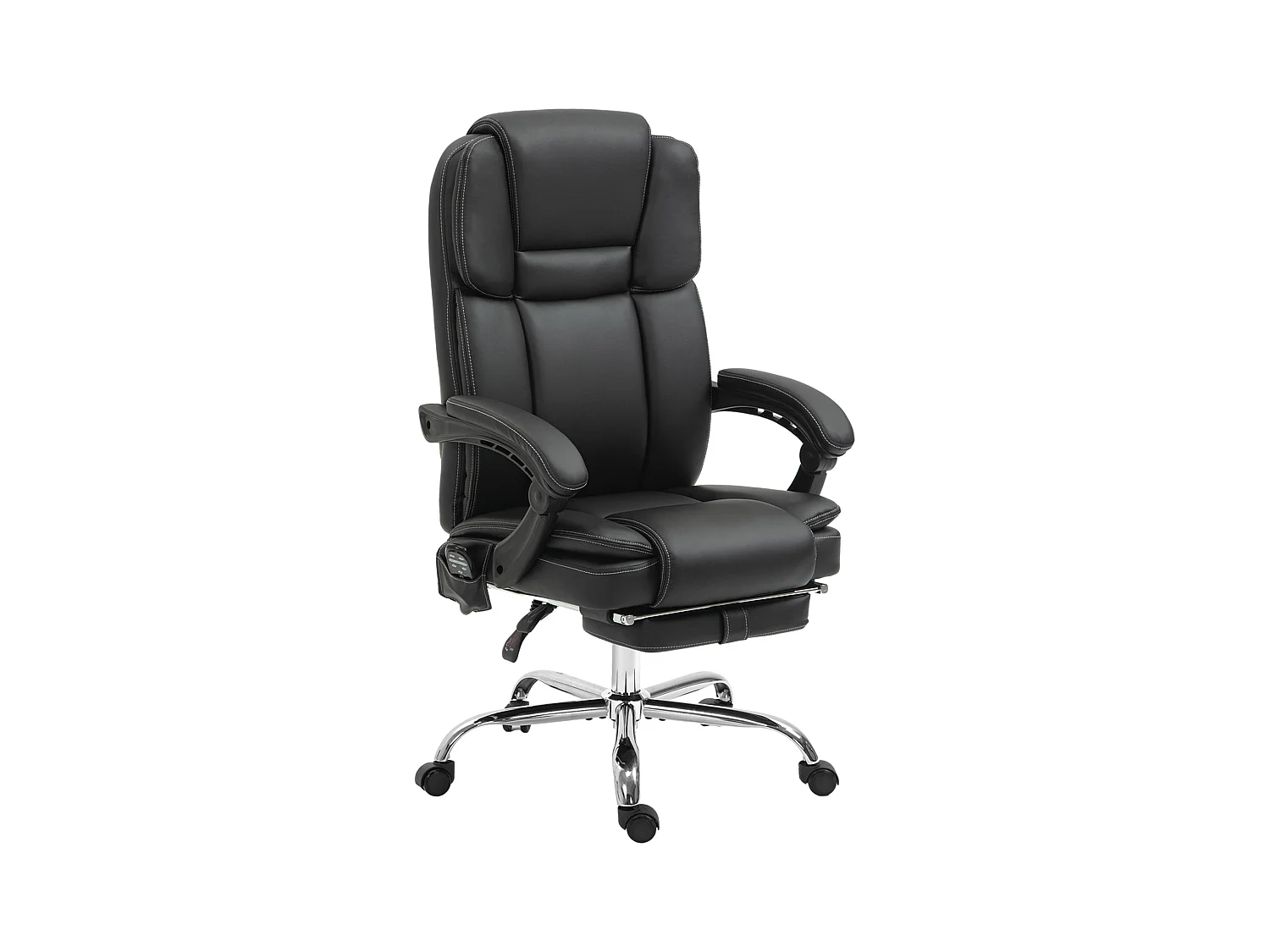Fauteuil de bureau ergonomique avec massage, fonction chauffage et inclinaison, cuir synthétique, noir (66x67x118-126 cm)