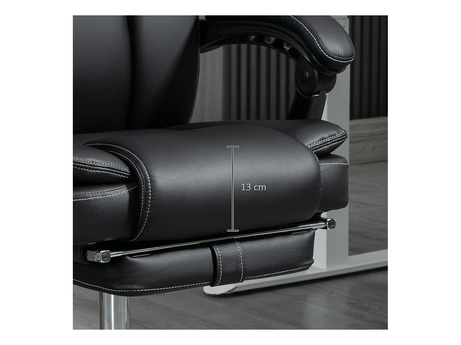 Fauteuil de bureau ergonomique avec massage, fonction chauffage et inclinaison, cuir synthétique, noir (66x67x118-126 cm)