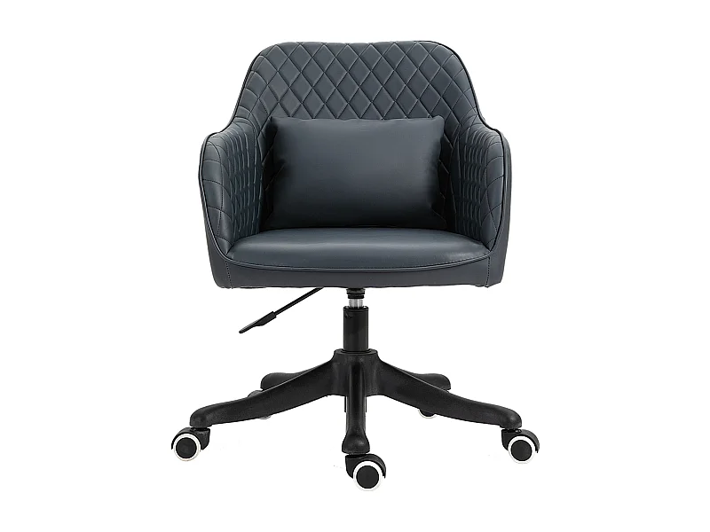 Silla de oficina con masaje, regulable en altura, ergonómica, con cojín lumbar, piel sintética, gris (57x70x86 cm)