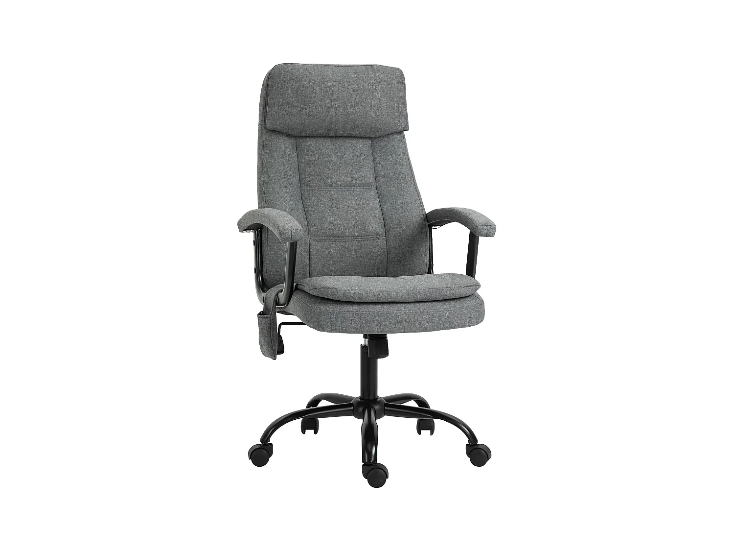 Fauteuil de bureau ergonomique avec massage, hauteur réglable, tissu polyester gris (63x70x121cm)
