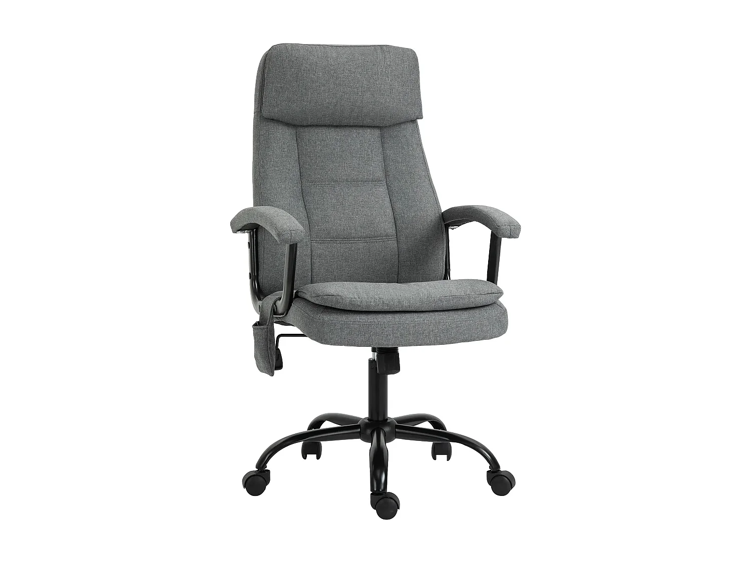 Fauteuil de bureau ergonomique avec massage, hauteur réglable, tissu polyester gris (63x70x121cm)