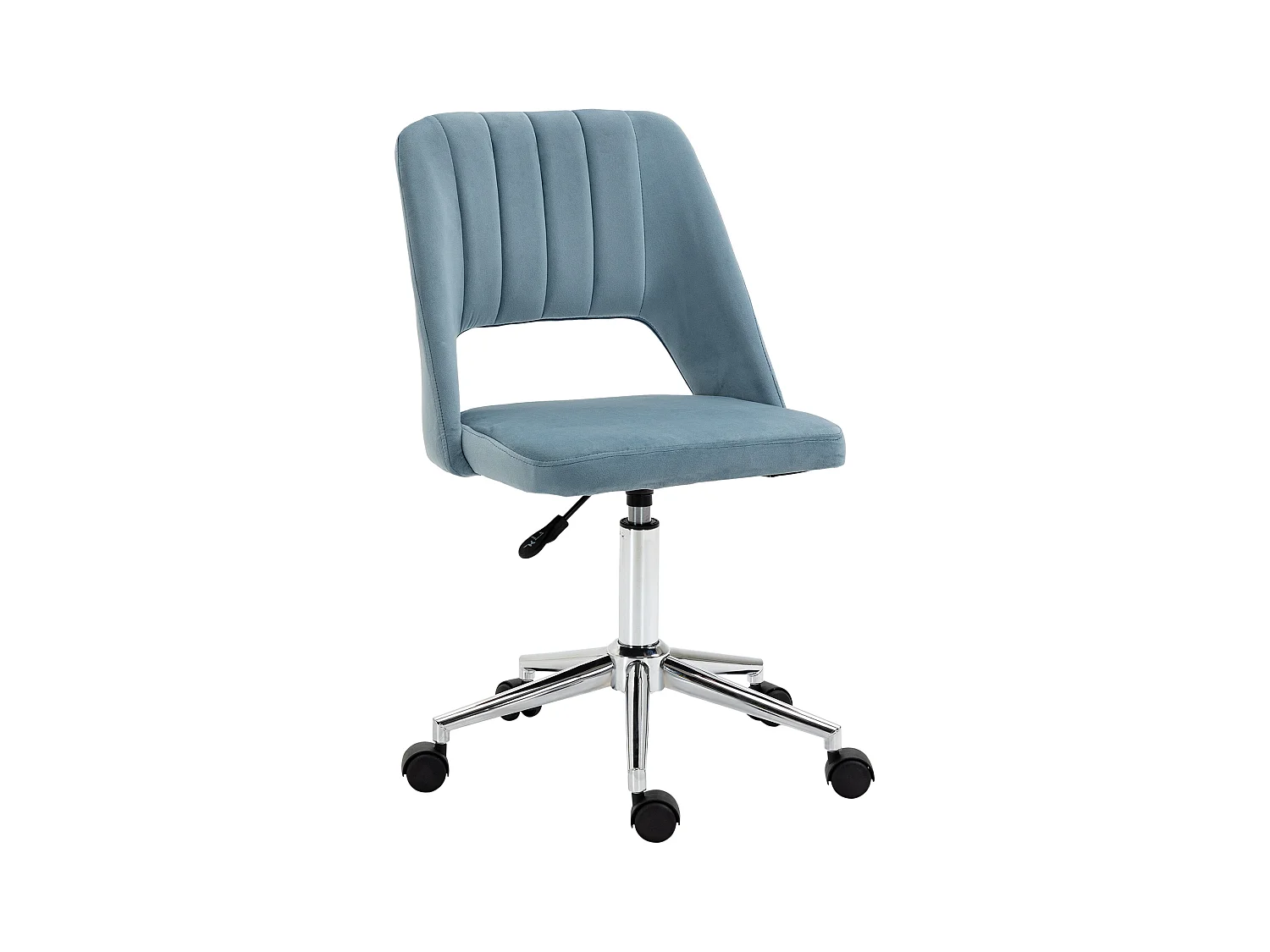 Chaise de bureau pivotante, hauteur réglable, velours bleu, ergonomique (49x60x91 cm)