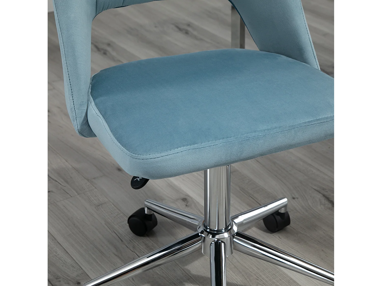 Chaise de bureau pivotante, hauteur réglable, velours bleu, ergonomique (49x60x91 cm)