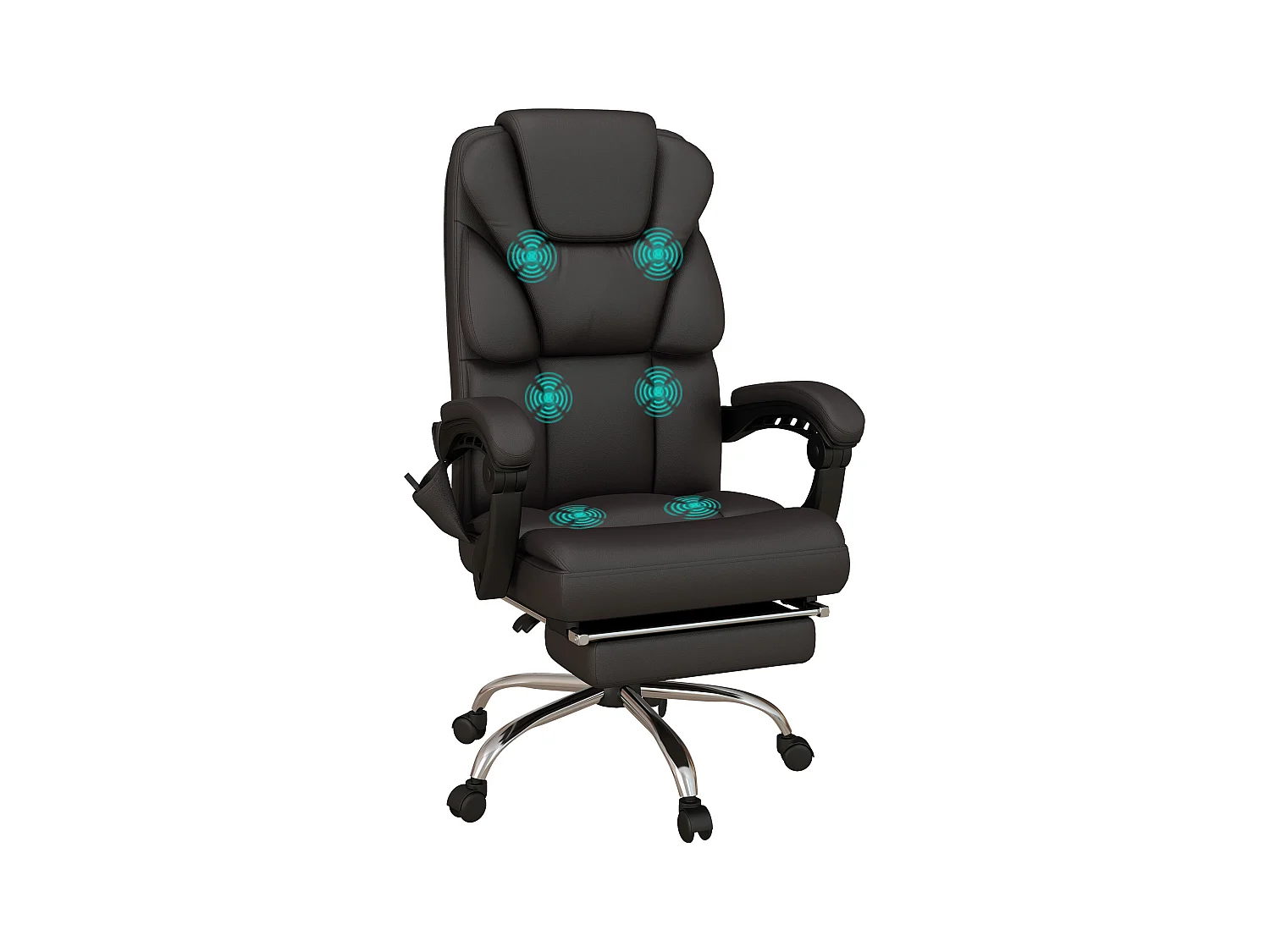 Sedia da ufficio ergonomica con massaggio, in similpelle, marrone (63x57x126 cm)