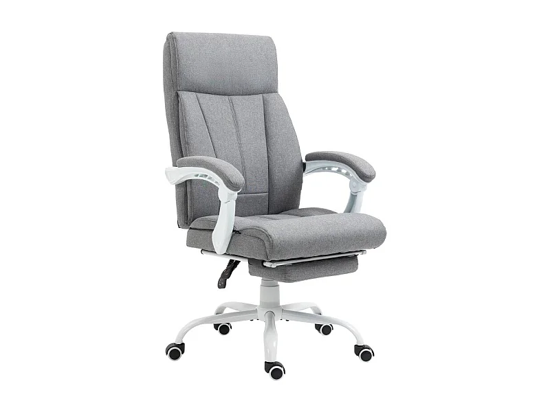 Sedia da ufficio ergonomica, schienale reclinabile 155°, altezza regolabile, poliestere grigio (65x74x111-119cm)