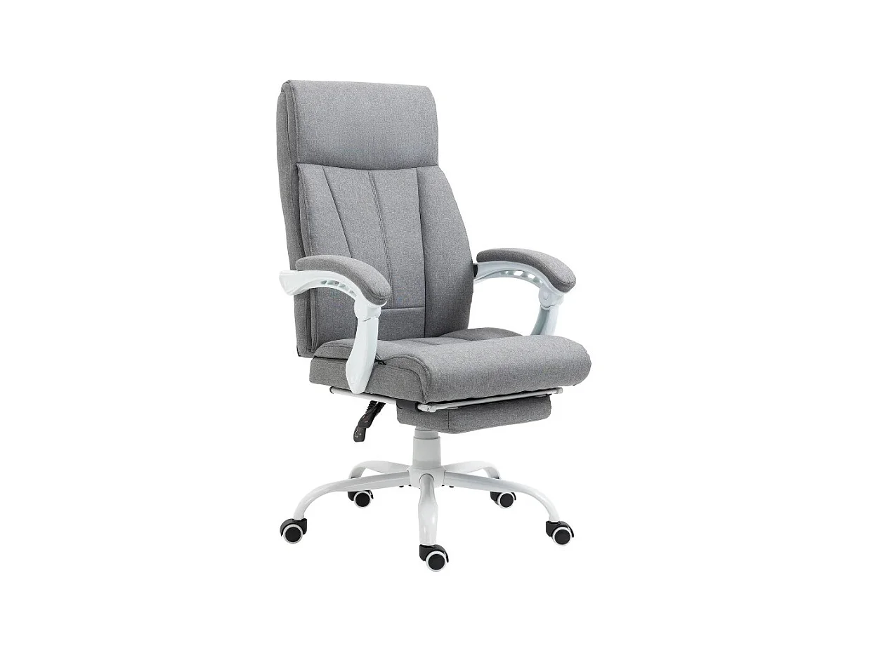 Fauteuil de bureau ergonomique, dossier inclinable 155°, hauteur réglable, polyester gris (65x74x111-119cm)