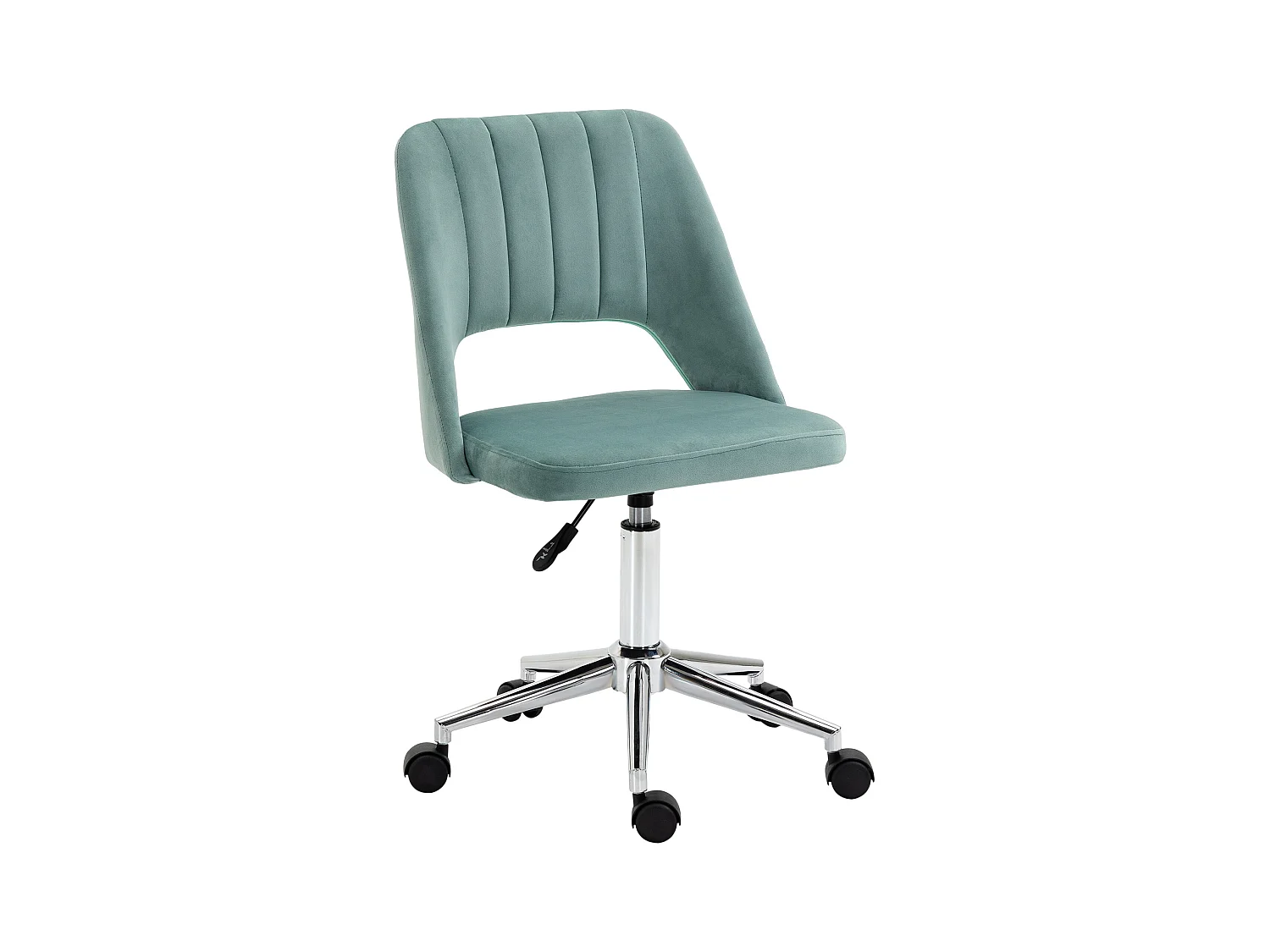 Chaise de bureau, réglable en hauteur, sans accoudoirs, tissu velours, ergonomique, vert (49x60x79-91 cm)