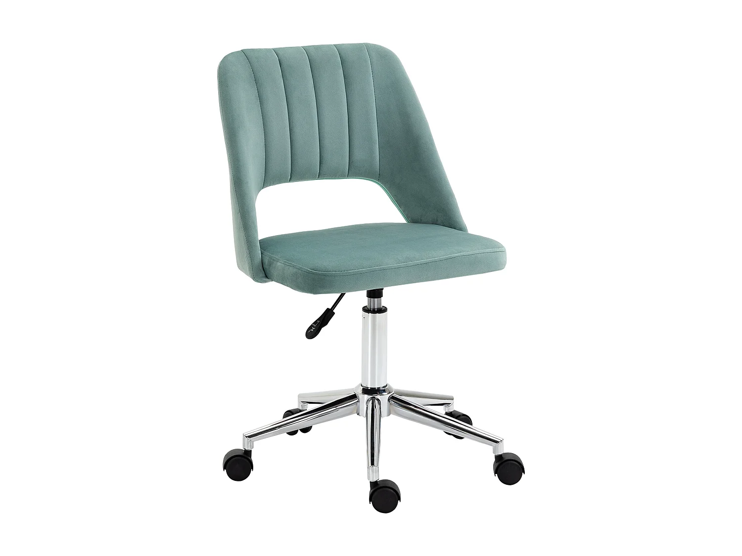 Sedia da ufficio, regolabile in altezza, senza braccioli, in velluto, ergonomica, verde (49x60x79-91 cm)