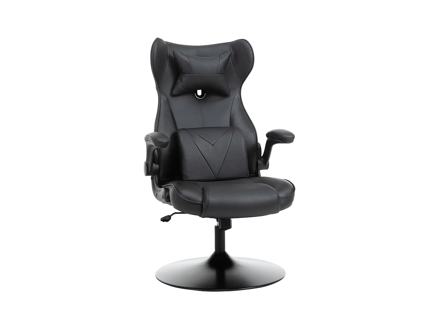 Sedia da ufficio ergonomica con funzione di inclinazione, in similpelle, nera e grigia, (67x75x112-118 cm) ###