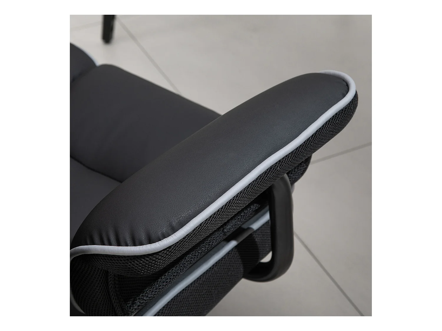 Fauteuil de bureau ergonomique, hauteur réglable, fonction bascule, simili cuir, noir (76x80x118-124cm)