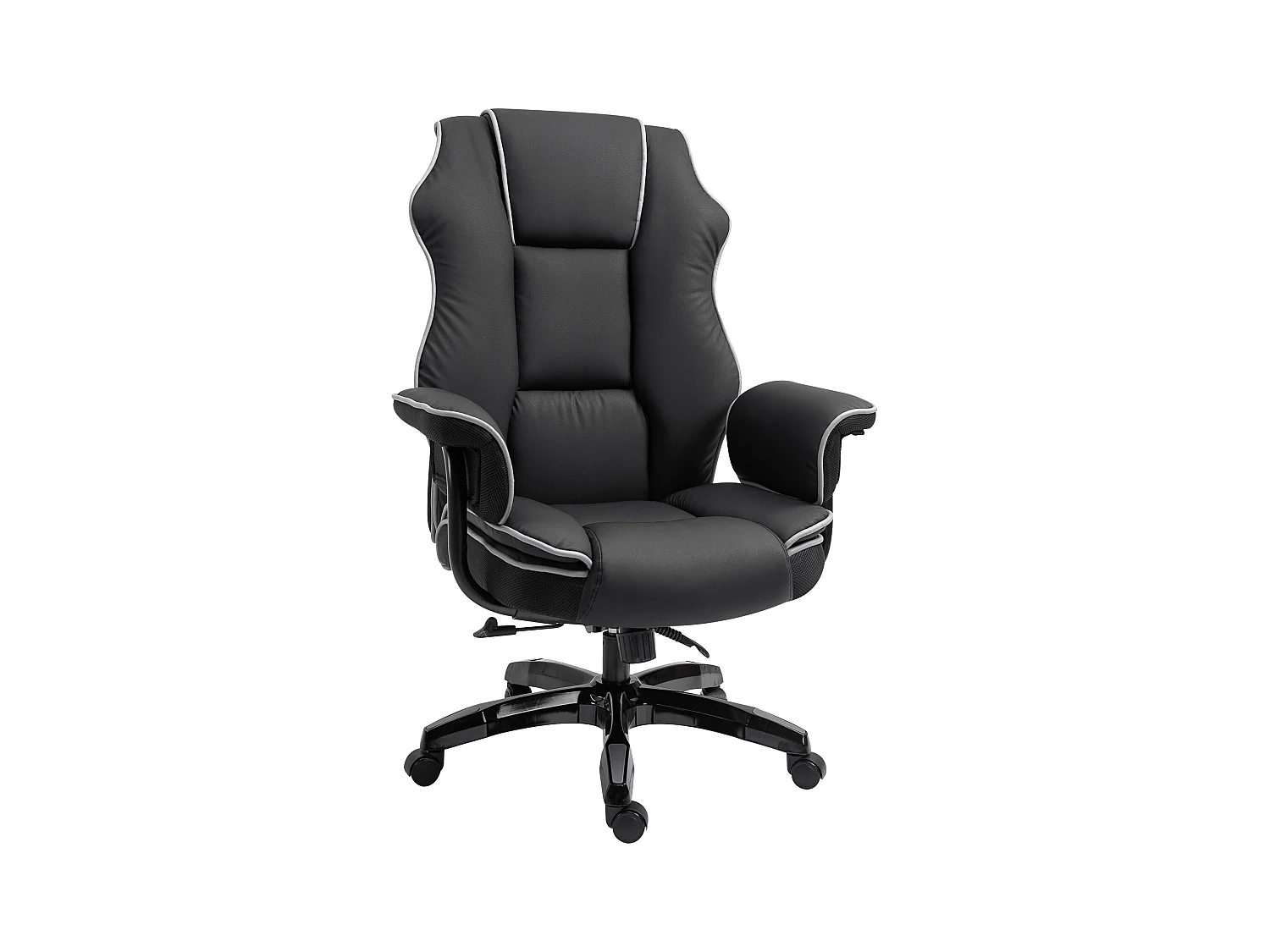Sedia da ufficio ergonomica, altezza regolabile, funzione basculante, similpelle, nera (76x80x118-124cm)