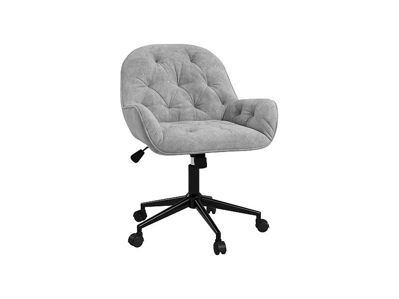 Sedia da ufficio ergonomica girevole, altezza regolabile, tessuto in velluto grigio chiaro, struttura in acciaio (60x61x91cm)