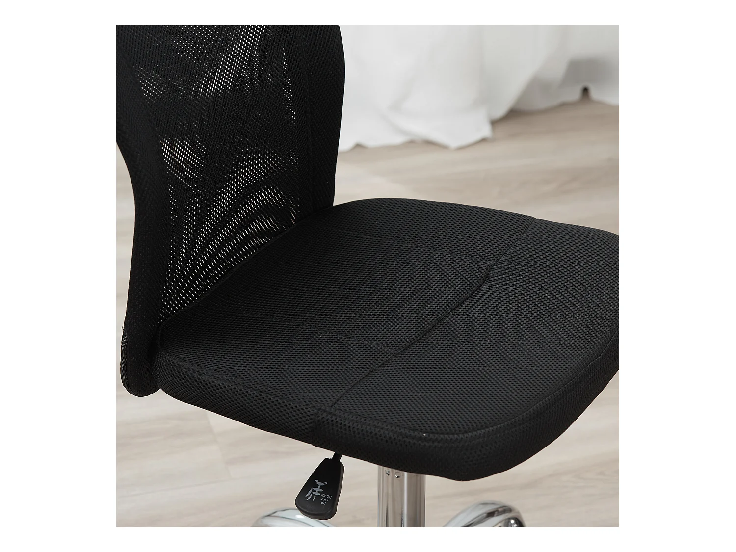 Chaise de bureau ergonomique sans accoudoirs, réglable en hauteur, polyester, noir (43x58x90-100 cm)