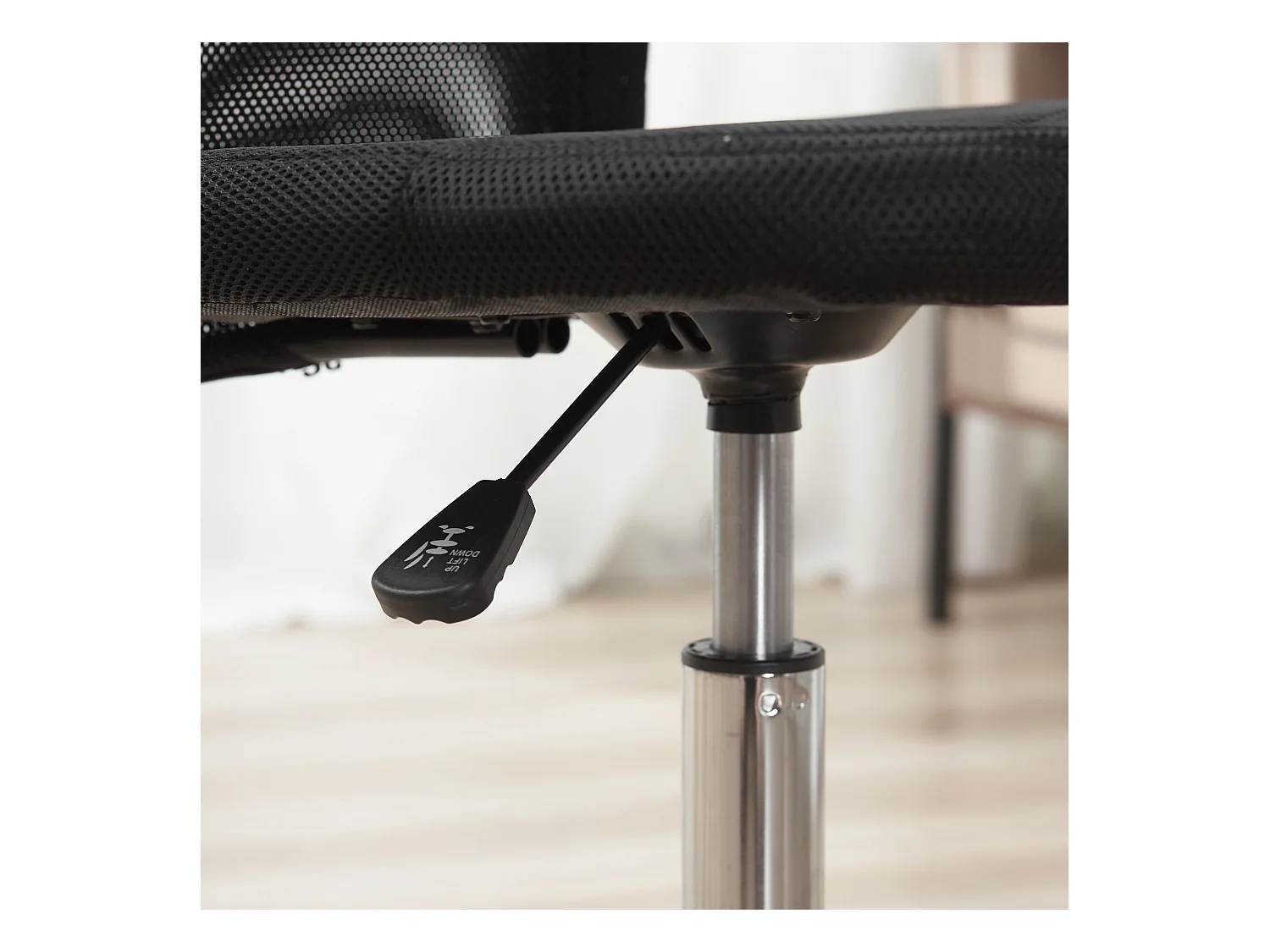 Chaise de bureau ergonomique sans accoudoirs, réglable en hauteur, polyester, noir (43x58x90-100 cm)