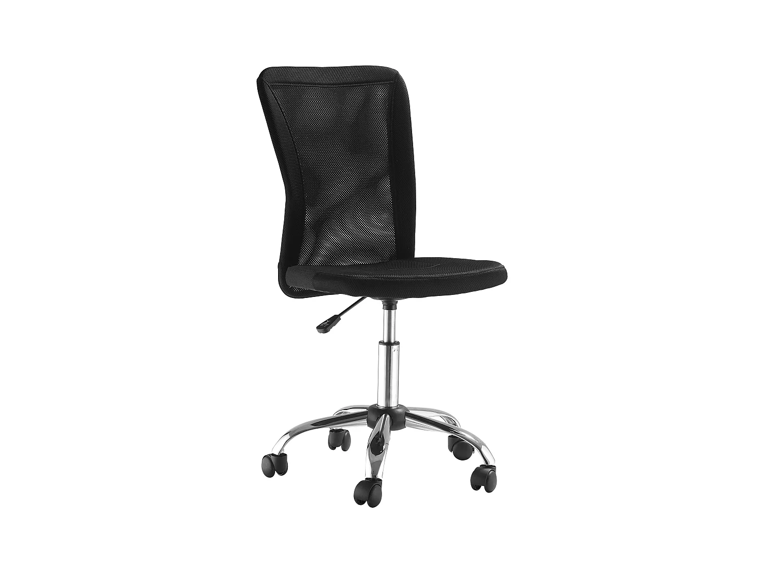 Chaise de bureau ergonomique sans accoudoirs, réglable en hauteur, polyester, noir (43x58x90-100 cm)
