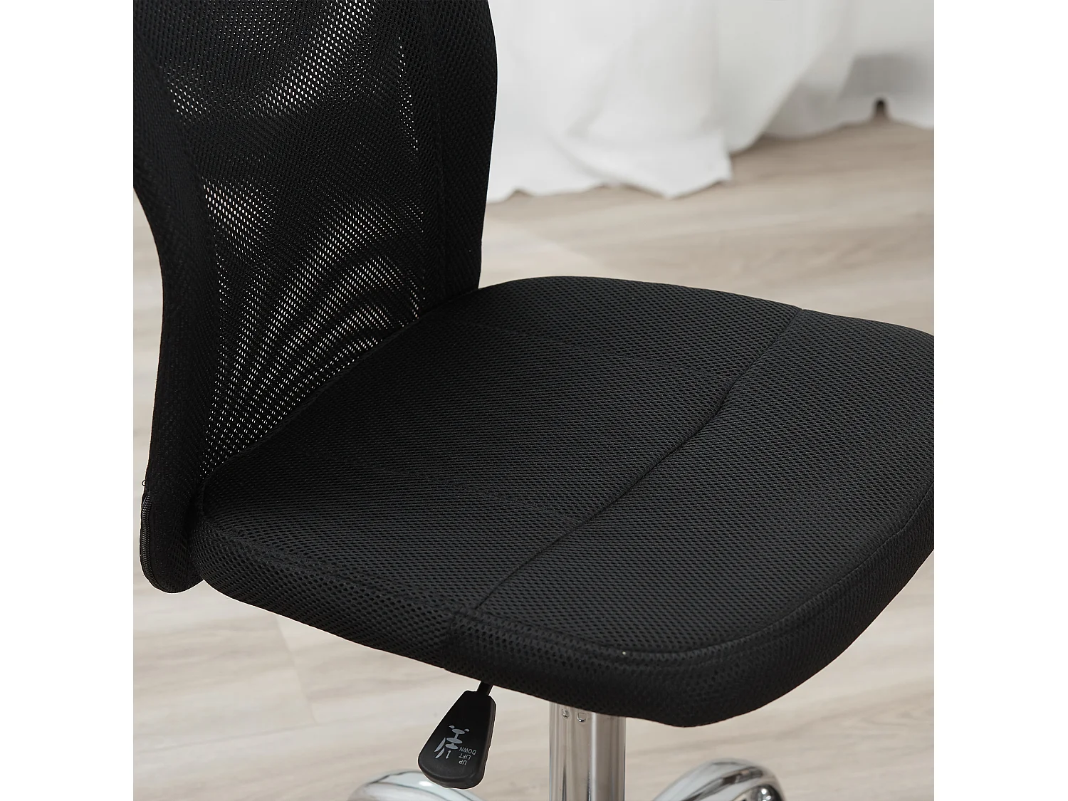 Sedia da ufficio ergonomica senza braccioli, regolabile in altezza, poliestere, nero (43x58x90-100 cm)
