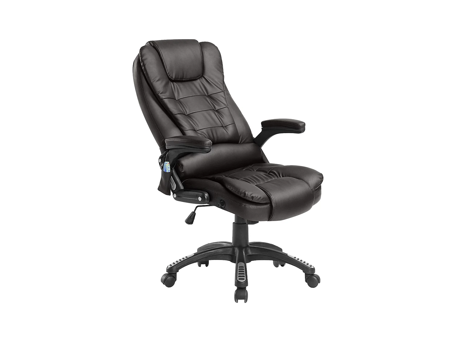 Fauteuil de bureau avec massage, 6 points de vibration, fonction chauffante, simili cuir, marron (62x68x121 cm)