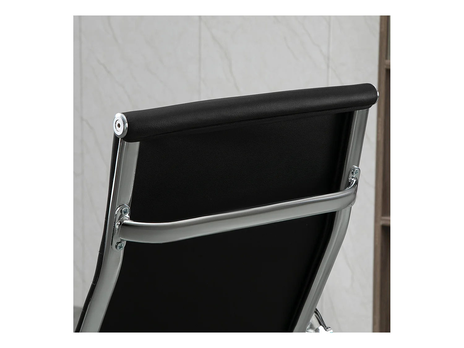 Fauteuil de bureau ergonomique avec fonction bascule, cuir synthétique, noir (54x62x114 cm)