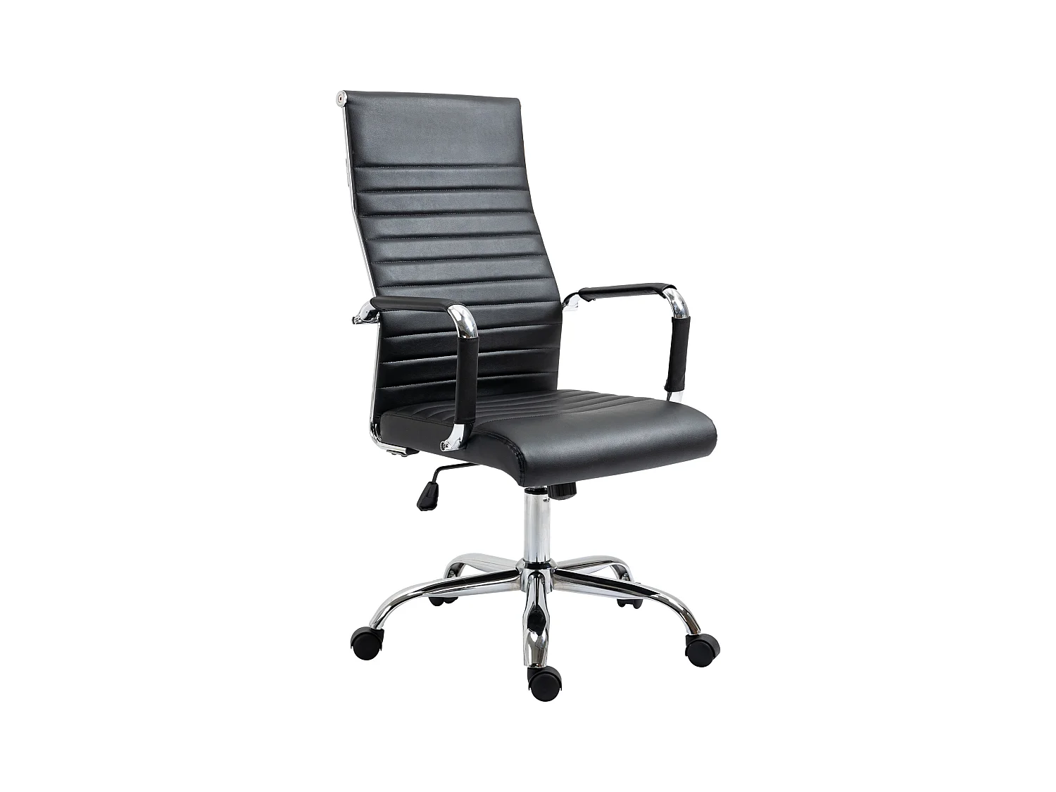 Fauteuil de bureau ergonomique avec fonction bascule, cuir synthétique, noir (54x62x114 cm)
