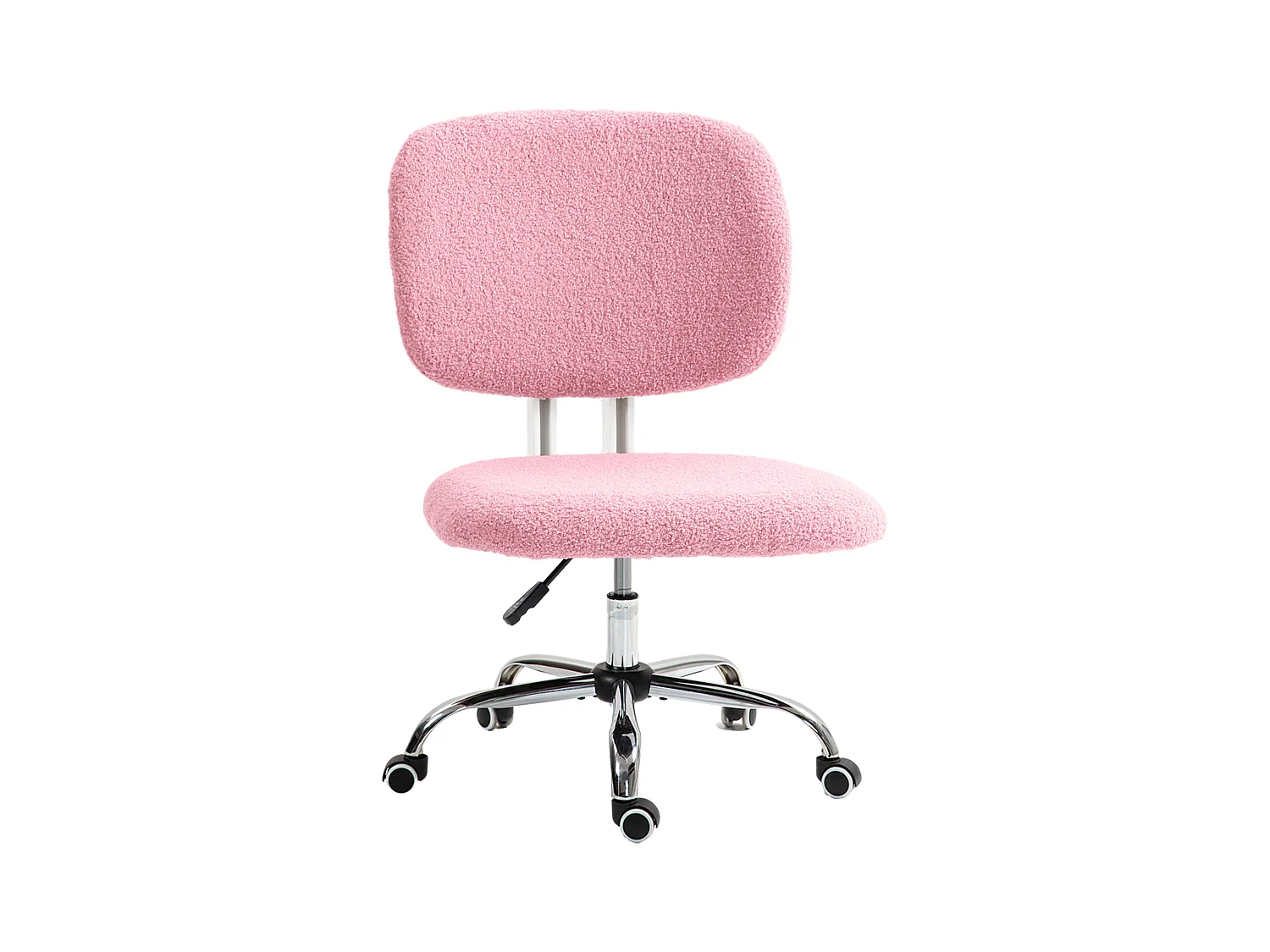 Chaise de bureau ergonomique sans accoudoirs, réglable en hauteur, velours, rose (48x53x90 cm)