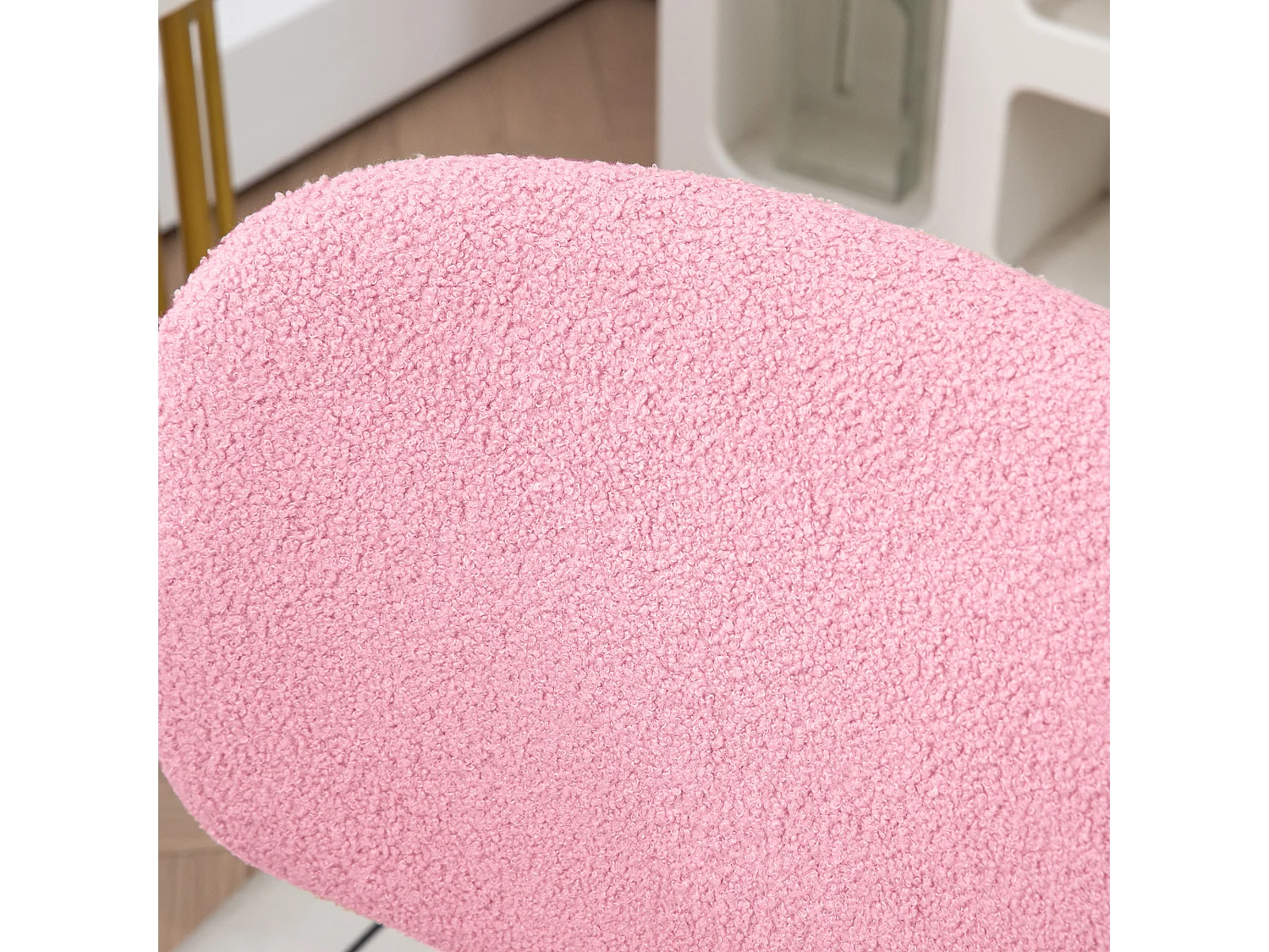 Chaise de bureau ergonomique sans accoudoirs, réglable en hauteur, velours, rose (48x53x90 cm)