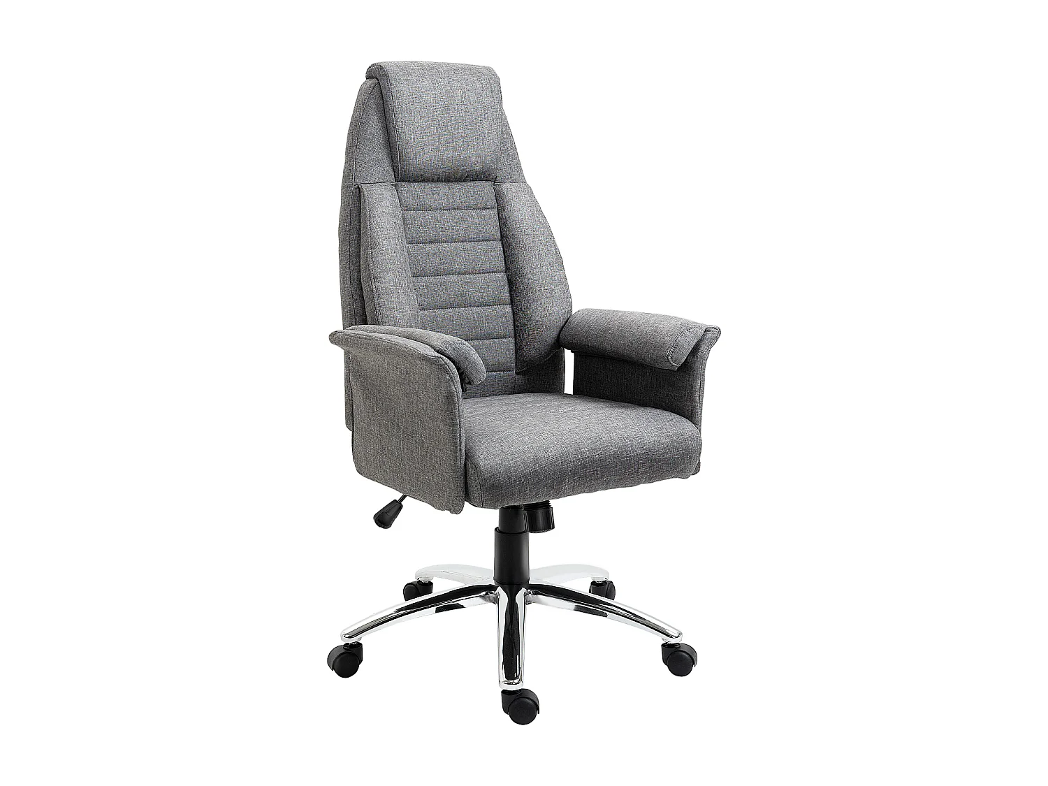 Fauteuil de bureau ergonomique hauteur réglable, design rétro, métal et tissu gris (68x69x126cm)