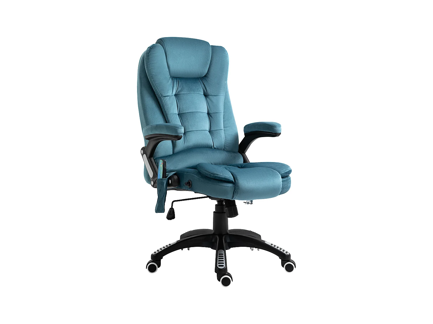 Fauteuil de bureau avec massage et fonction chauffante, chaise de gaming réglable en hauteur, jusqu'à 120 kg, Polyester, Bleu (68x72x110-120 cm)