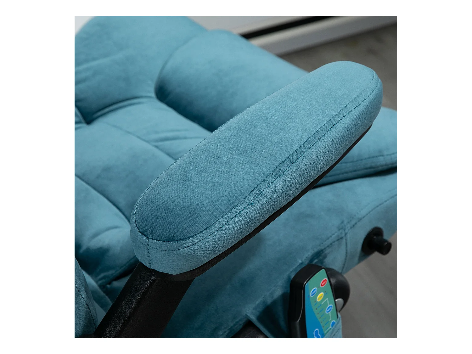 Fauteuil de bureau avec massage et fonction chauffante, chaise de gaming réglable en hauteur, jusqu'à 120 kg, Polyester, Bleu (68x72x110-120 cm)