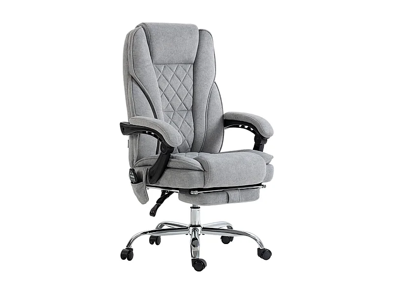 Sedia da ufficio ergonomica con funzione massaggio e riscaldamento, tessuto in poliestere, grigio (67x72x119 cm)