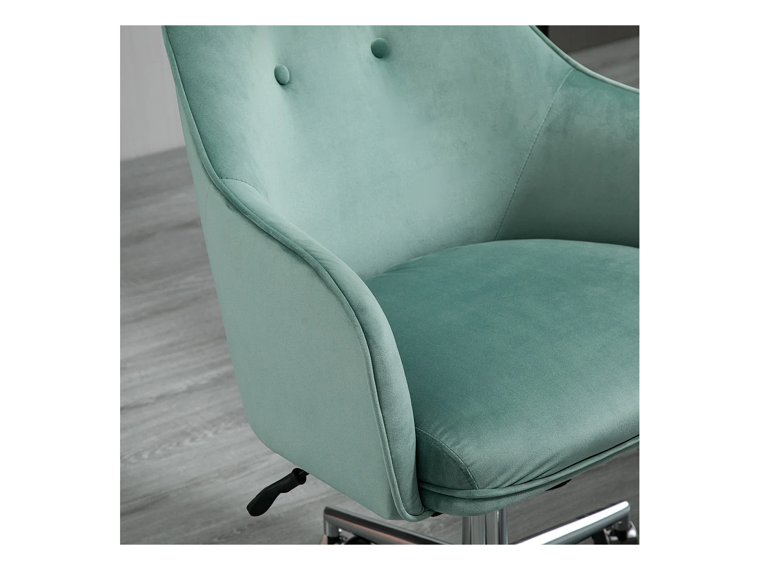 Fauteuil de bureau rétro, hauteur réglable, fonction bascule, nylon vert (61x59x80.5-90.5cm)