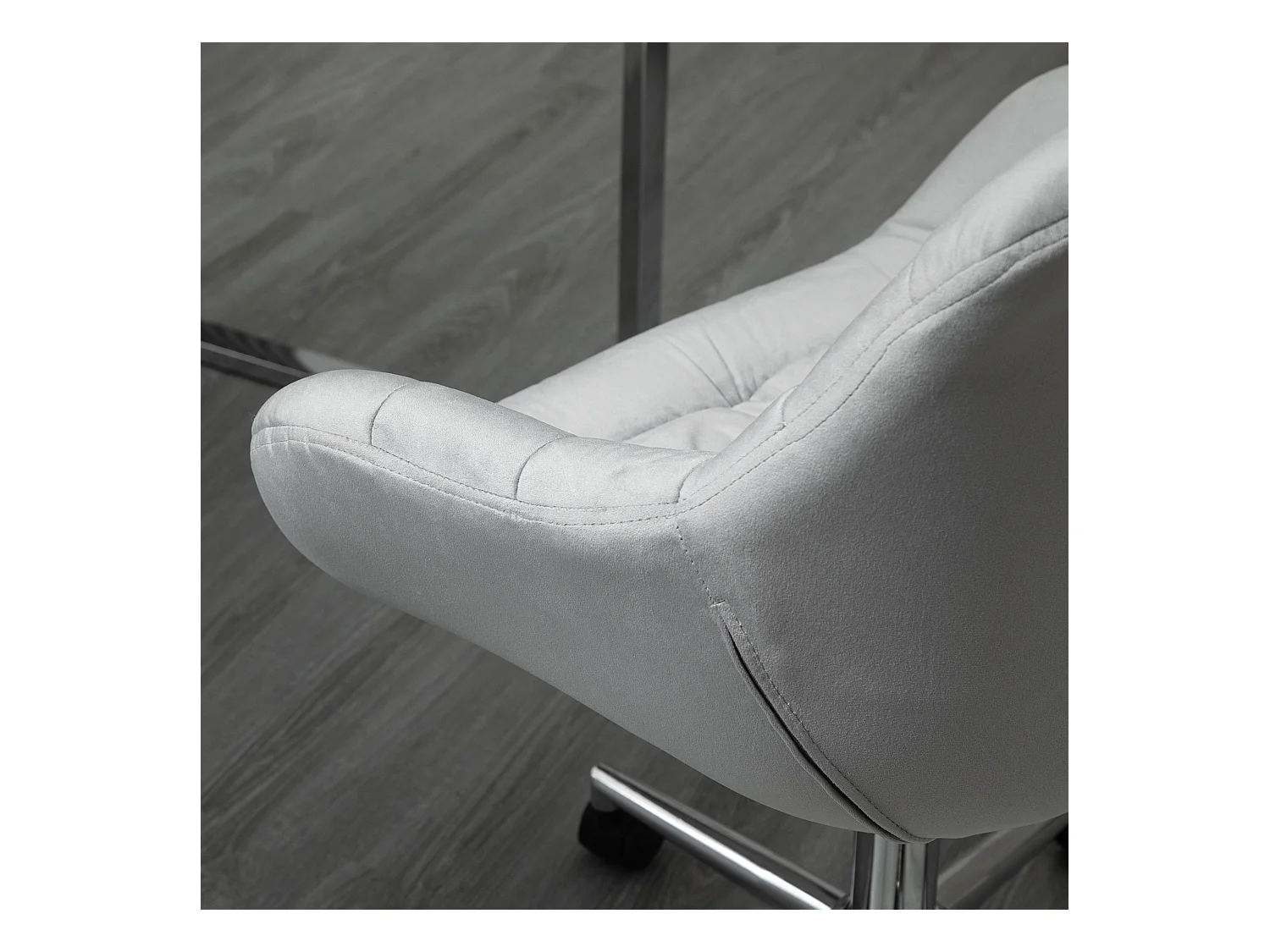 Fauteuil de bureau compact, réglable en hauteur, velours, ergonomique, gris (59x58x80-90cm)