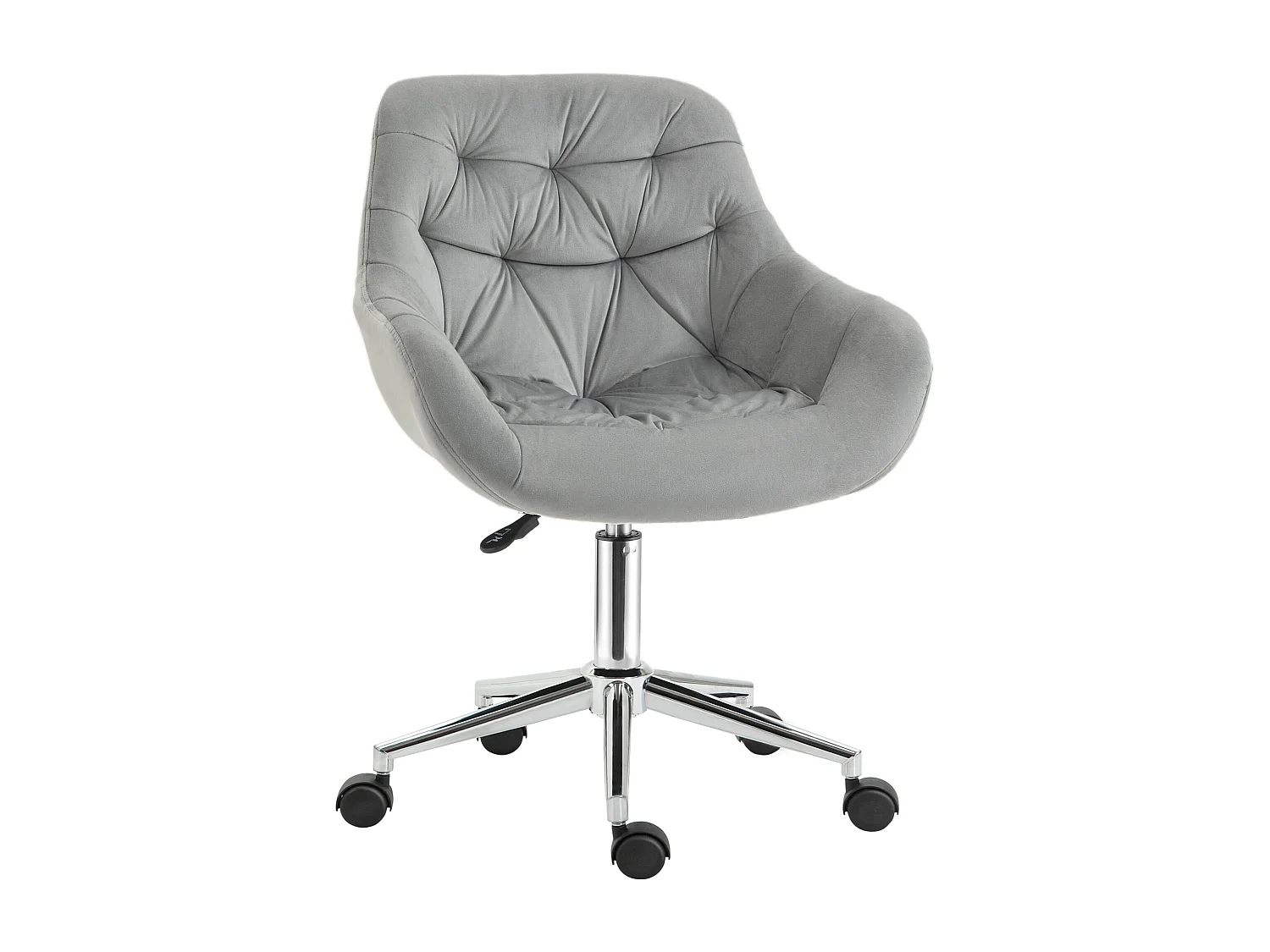 Fauteuil de bureau compact, réglable en hauteur, velours, ergonomique, gris (59x58x80-90cm)