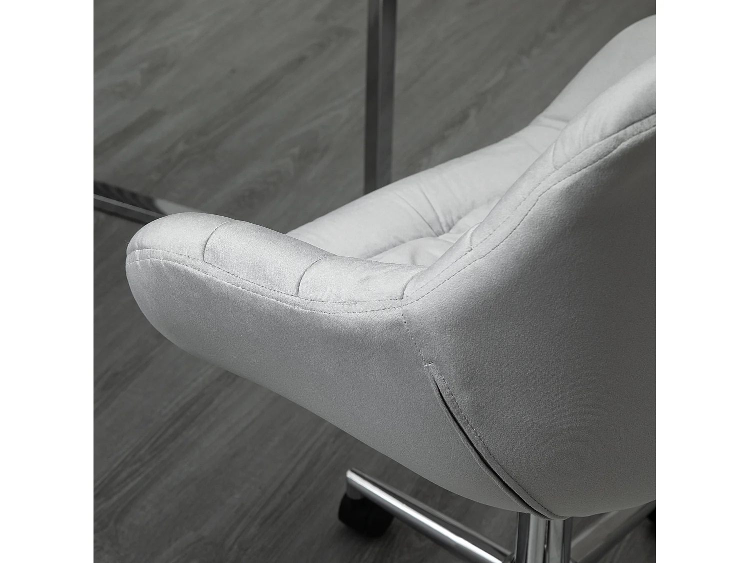 Fauteuil de bureau compact, réglable en hauteur, velours, ergonomique, gris (59x58x80-90cm)