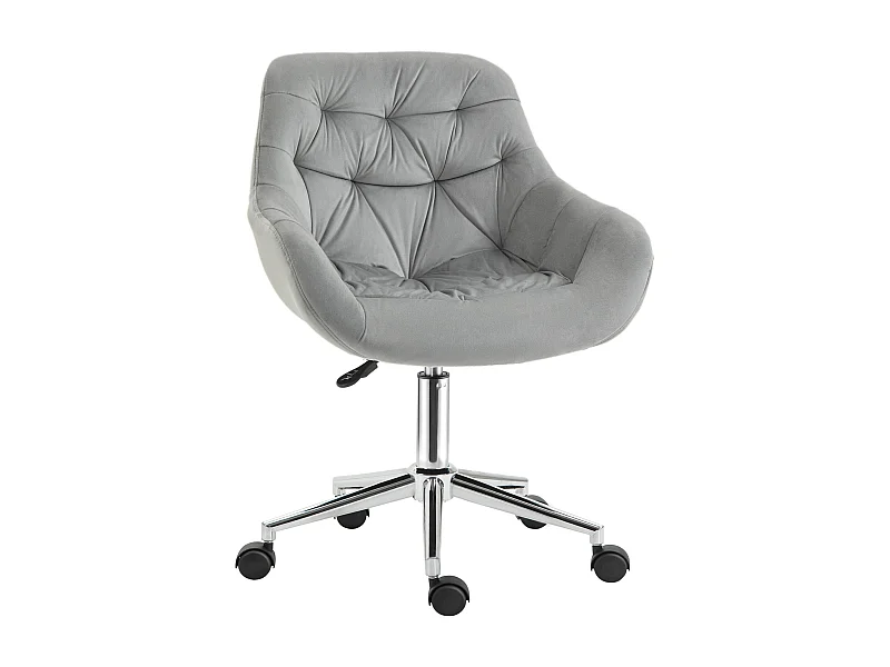 Fauteuil de bureau compact, réglable en hauteur, velours, ergonomique, gris (59x58x80-90cm)