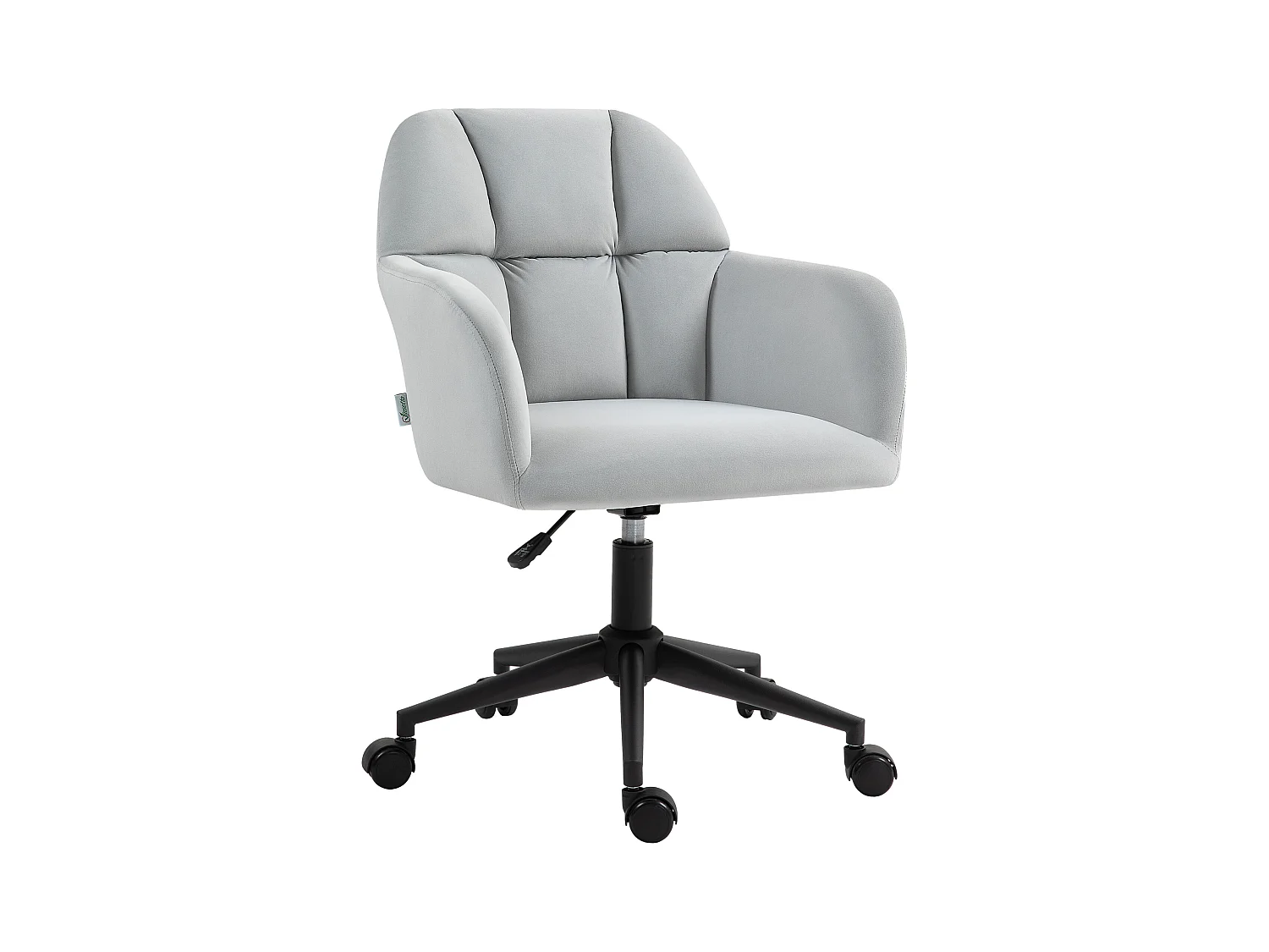 Chaise de bureau pivotante, réglable en hauteur, en velours, gris clair (58x58.5x78-86 cm)