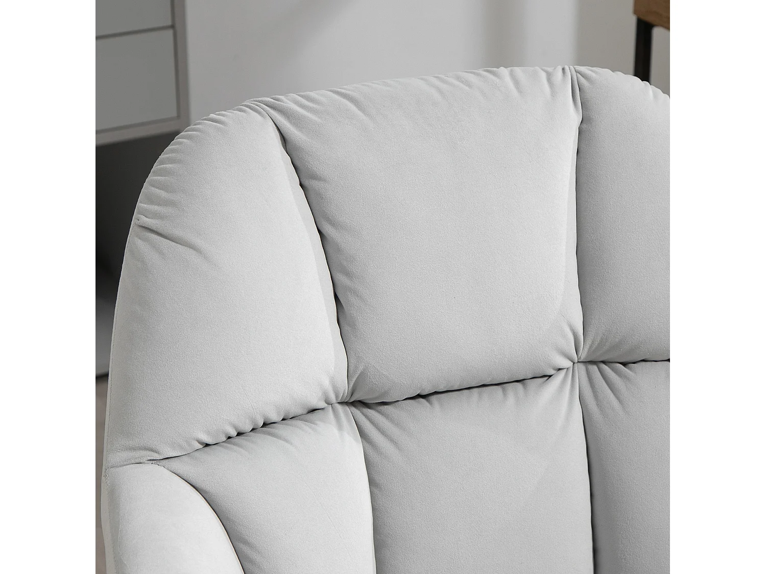 Chaise de bureau pivotante, réglable en hauteur, en velours, gris clair (58x58.5x78-86 cm)