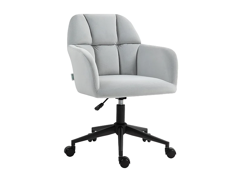 Chaise de bureau pivotante, réglable en hauteur, en velours, gris clair (58x58.5x78-86 cm)