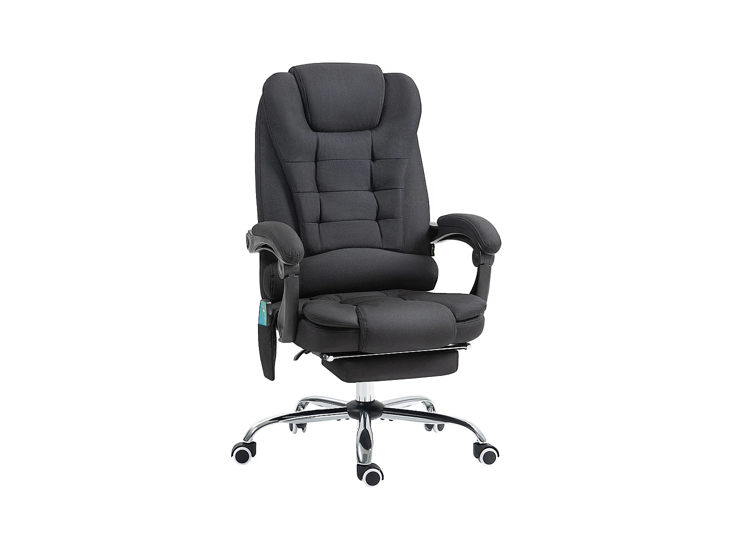 Chaise de bureau ergonomique avec fonction massage et chaleur, réglable, en polyester, noir (65x70x119 cm)