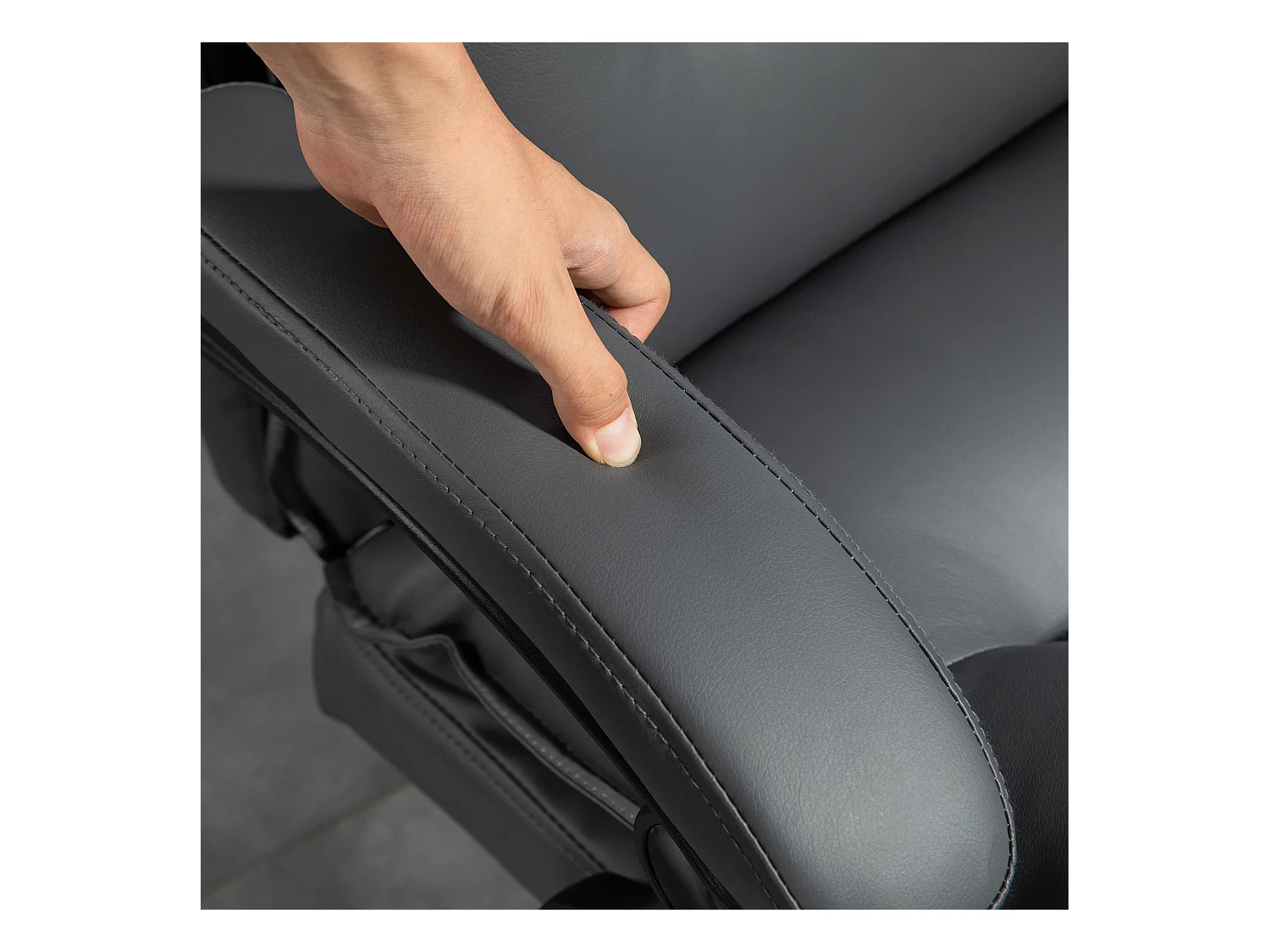 Fauteuil de bureau ergonomique avec repose-pieds, simili cuir, réglable, gris foncé (66x72x122-130cm)