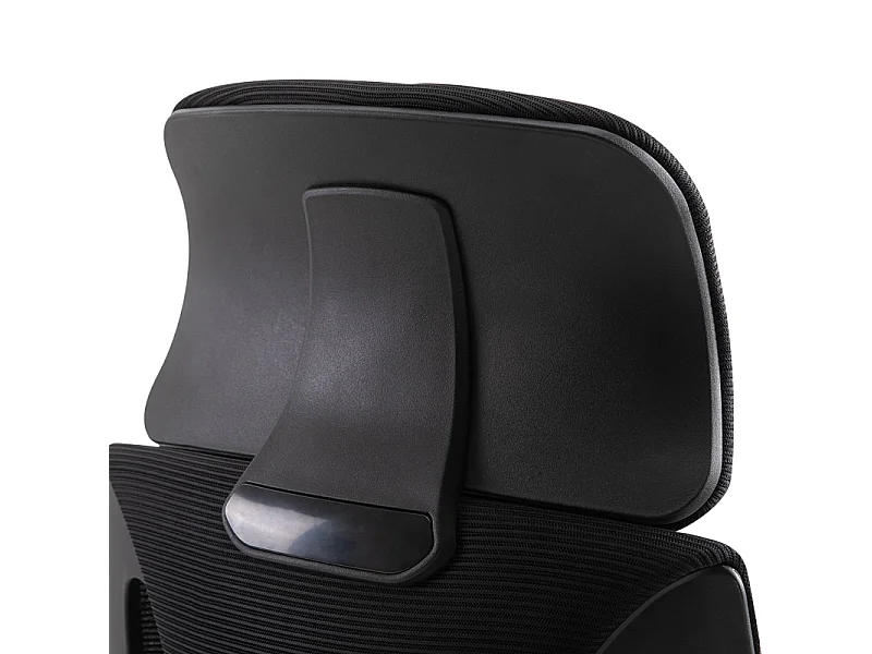 Bureau ergonomique avec appui-tête et soutien lombaire, fauteuil de bureau pivotant réglable en hauteur, tissu en polyester, noir (64x55x126 cm)