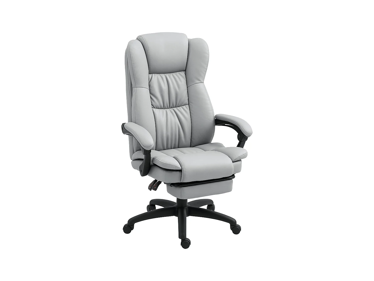 Silla de oficina con masaje, función reclinable, altura regulable, piel sintética, gris claro (68,5x68,5x121 cm)