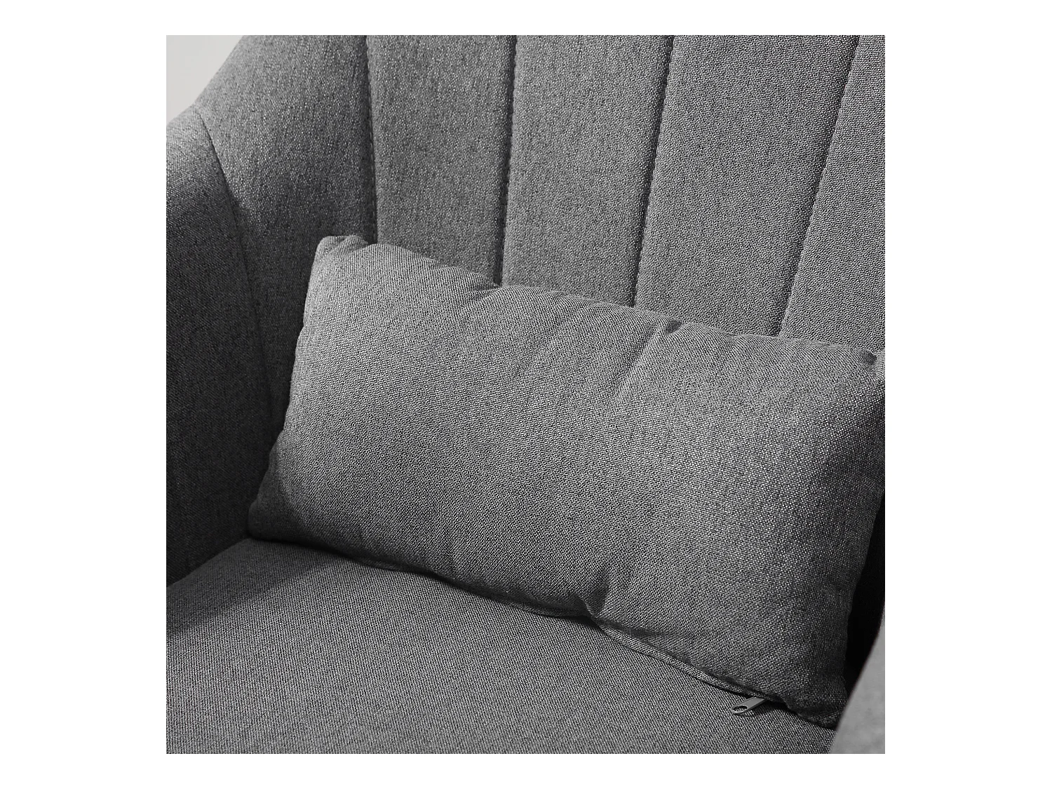 Tabouret de travail pivotant, fauteuil de bureau réglable en hauteur, polyester lin, métal, gris foncé (57x57x77.5-87 cm)