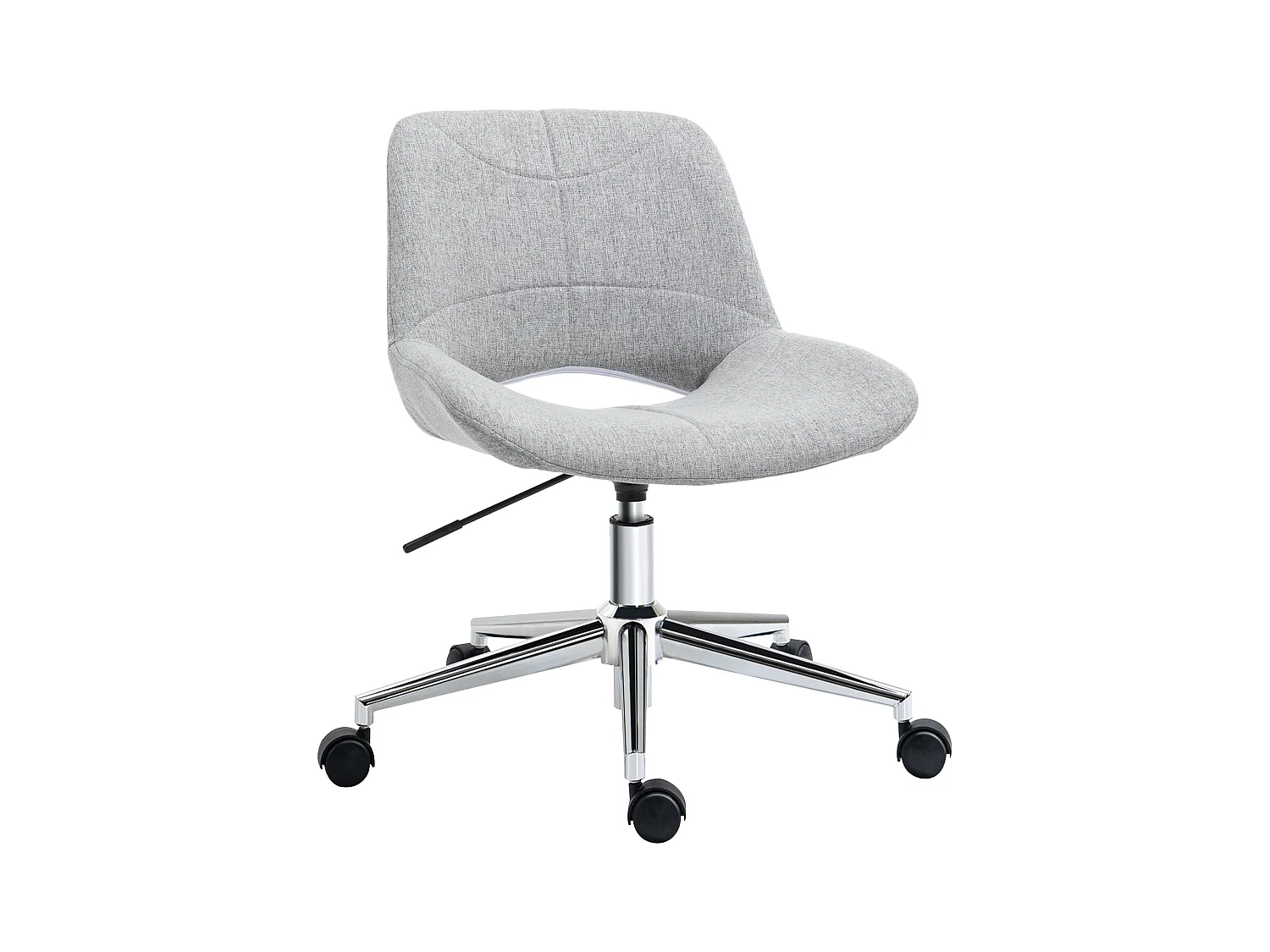 Chaise de bureau sans accoudoirs, réglable en hauteur, métal, gris clair (49x56.5x73-82.5 cm)