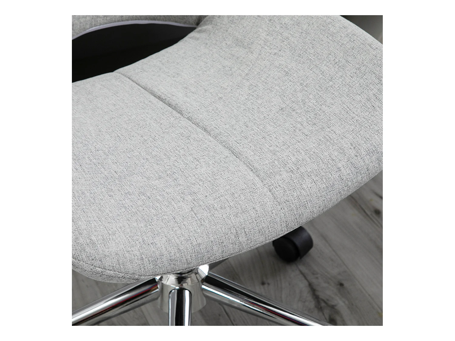 Chaise de bureau sans accoudoirs, réglable en hauteur, métal, gris clair (49x56.5x73-82.5 cm)