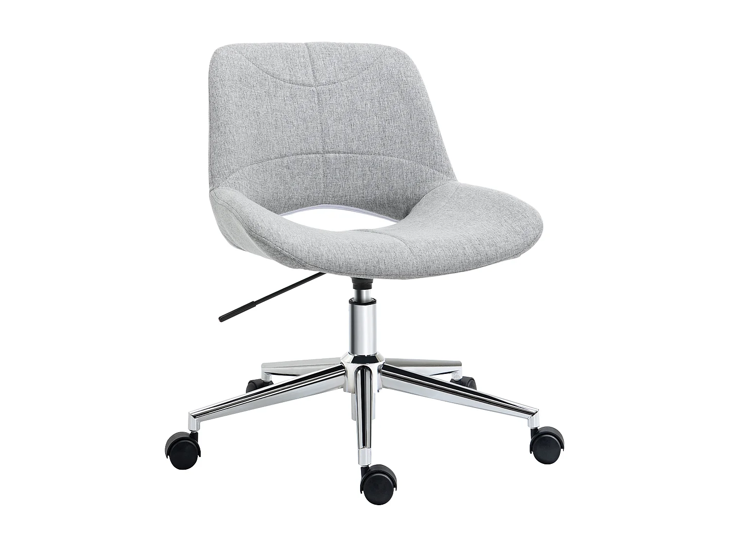 Chaise de bureau sans accoudoirs, réglable en hauteur, métal, gris clair (49x56.5x73-82.5 cm)